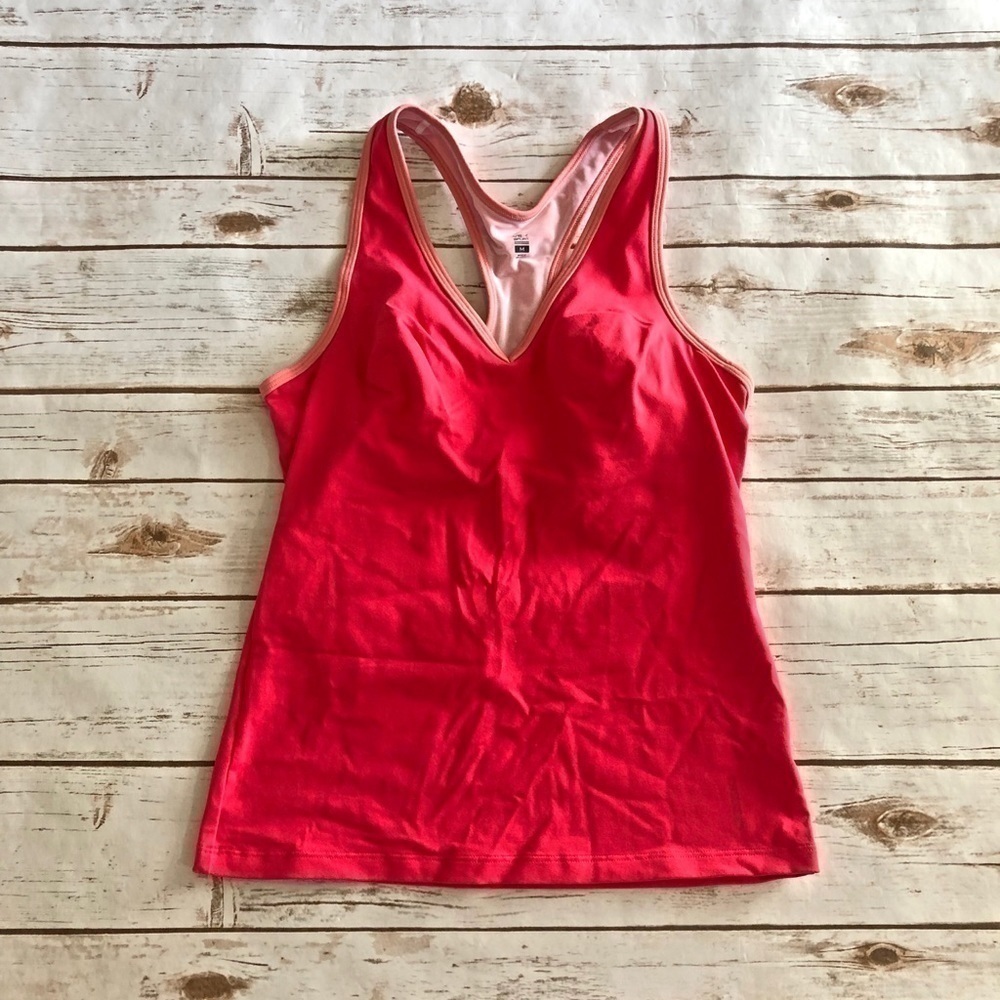 VSX Sport Red Coral Padded Workout V-Neck Tank Top